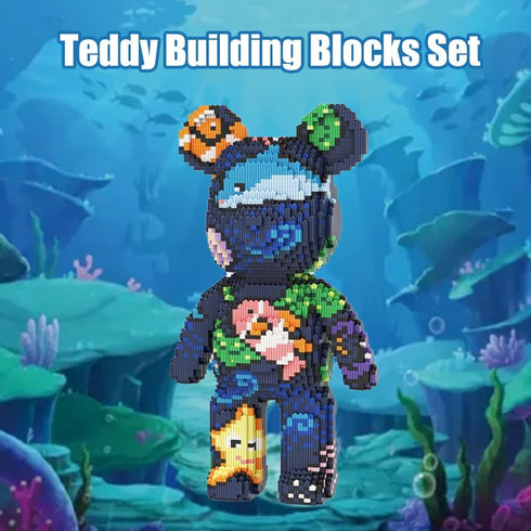 Set (6880 Teddy Blocks Bear Micro Building Blocks Pieces) Underwater World Brick with Storage Drawer, Gift for Adults