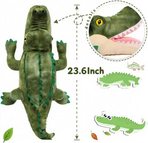 7Pcs 23.6" 3 Alligator Stuffed Animal, Giant Crocodile Plush Toy with Baby Crocodiles Plushies, Stuffed Alligator Gift