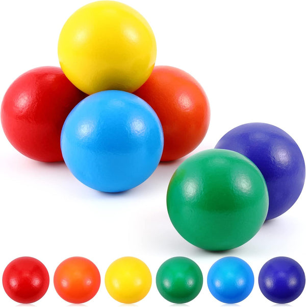 Bucherry 12 Pcs Montessori Wooden Balls, 1.8 Inch Educational Counting Toy, Replacement Ball for Preschool Learning