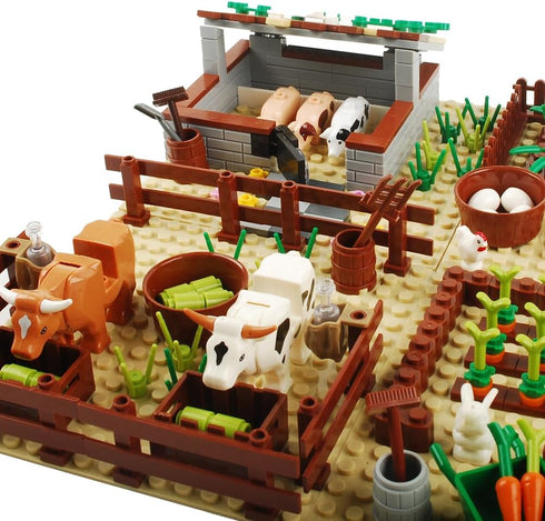 Farm Field Set Building Blocks - Plant Animal Crops Building Bricks Kit - DIY Compatible with All Major Brands