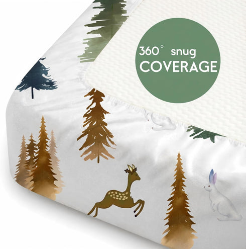 Set 4, 52 28 Inch Fitted Baby Crib Sheets of Unisex Crib Sheets for Boys Girls, Soft Neutral Crib Mattress Sheet