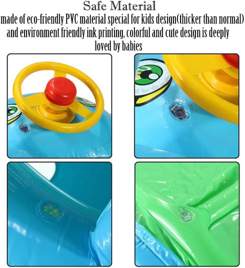 Baby Pool Float with Canopy, Summer Steering Wheel Sunshade Swim Ring for Kids and Toddlers