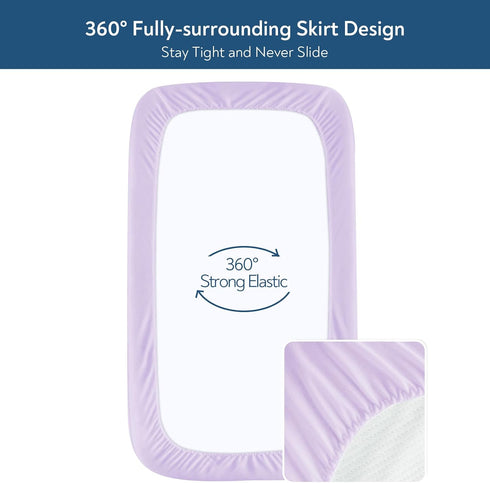 Magik & Kover 4 Pack, Set Mini Crib Sheets Girl Baby Crib Sheet for Mini Crib Mattress and Playard Mattress, Soft