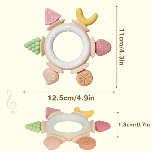 Hooku 6-12 0-6 Silicone Teethers for Babies Months, Teething Toys for Babies Months, Baby Fruit Teethering Rings, BPA