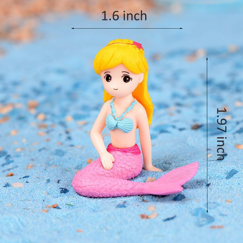 MAOMIA Miniature Mermaid Figurines, 4 Pcs Mini Toy Figure Collection for Birthday Cake Toppers and Decoration