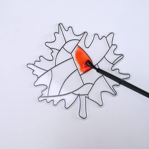 27 Sets Winlyn Fall Leaf Suncatchers Ornaments Decorations DIY Window Paint Art Suncatchers Craft Kits Autumn Maple