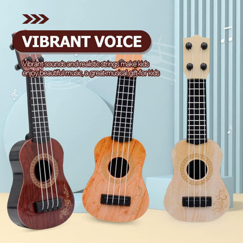 Kisangel 1pc Wooden Kids Ukulele Toy, Toddler Guitar Classical Instrument for Preschool Children, Beige