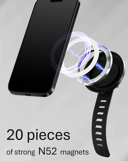 Magnetic Phone Holder for Stroller, Shopping Cart & Golf Push Cart | Handlebar Phone Mount for MagSafe | Strap