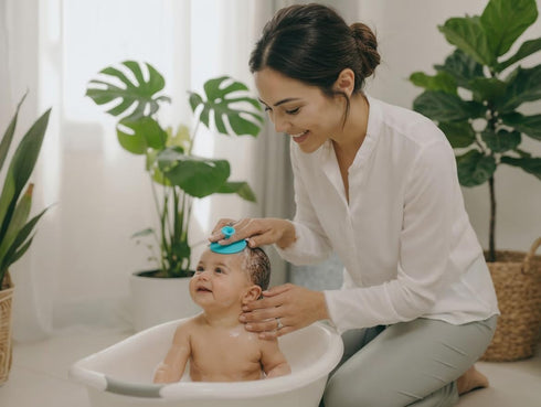 (5-Pack) Cradle Cap Brush for Babies - Baby Sponge for Bathing Newborn Bath Essentials | Cradle Cap Treatment | Baby
