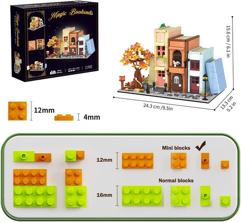 Set, RAVAYO Creative Bookcase Building Cafe House Building Block Toy Gift for Adults,Mini Bricks