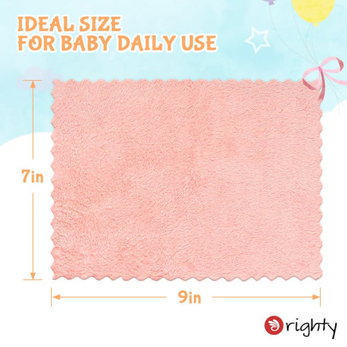 12 Pack, 7x9 Inch Orighty Baby Washcloths Microfiber Coral Fleece Baby Face Towels, Soft and Absorbent Wash Cloths