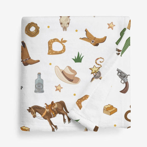 SqtmuHLuo Western Cowboy Baby Blanket for Boys Girls Gift Neutral Soft Flannel Cowboy