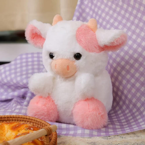 Cow Plush Toy, 7.8 Inches, Cartoon Cute Pink Cow Plush Pillow Stuffed Animal