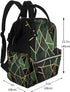 FHEDVBN Backpack Mummy Backpacks Daypack black and gold geometric Diaper Bag for Women Multifunction Waterproof for Mom