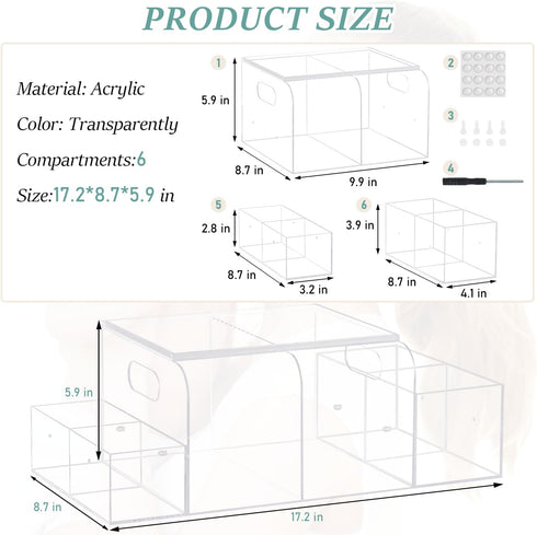 Acrylic Diaper Caddy, Changing Table Organizer for Diapers, Wipes, and Baby Stuff