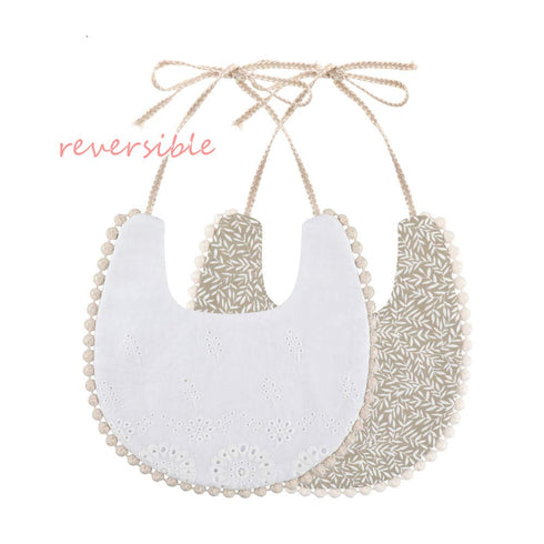 GZMM Baby Bib for Girls, Reversible Waterproof Handmade Cotton Drool Bib 0-12 Months, 2 Pack (Floral Mult-9)
