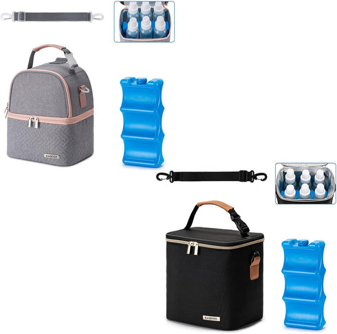 Breastmilk Cooler Bag with Ice Pack Fits 6 Baby Bottles