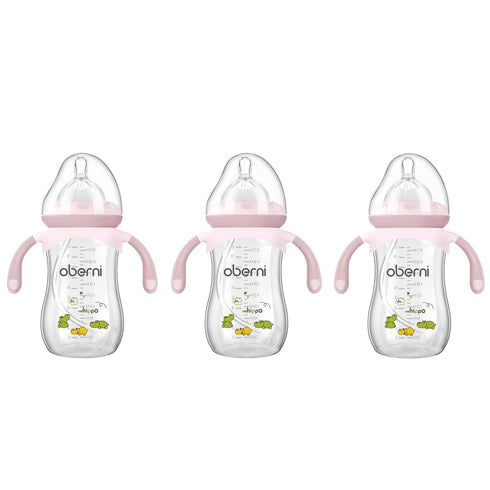 Oberni Baby Bottles, Weighted Straw Toddler Milk Bottles with Non-Slip Handle, Size