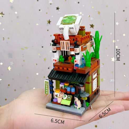 Japanese Street View Matcha Shop Building Kits, 379 PCS Modular House Building Set Mini DIY Building Model Set, Architecture Modular Construction Set Gift for Adults and Teens