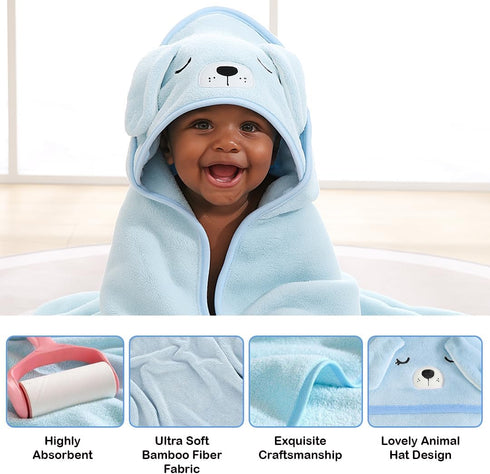 Made by Kalos Set (2pcs, Kalos Baby Towel with Hood for Girls, Boys - Soft, Absorbent, Cotton Blend Hooded Baby Towels