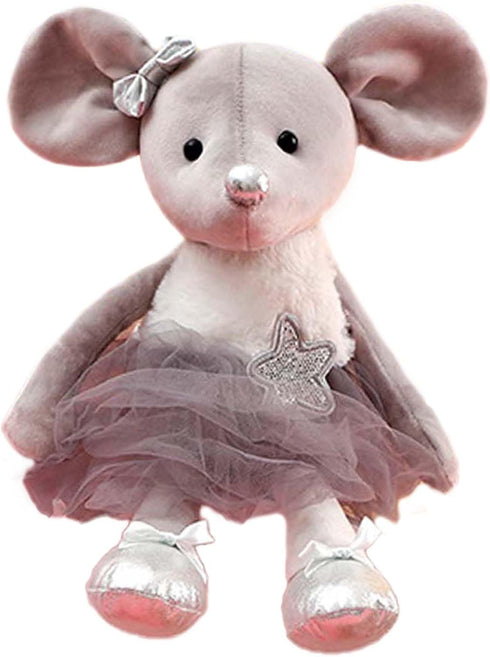 Plush Mouse Stuffed Animal Ballerina Doll, 15.5 Inches Ballet Dance Recital Gift for Girls (Gray)