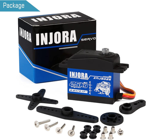 INJORA RC Servo 25KG Digital Servo, High Torque RC Parts for 1:10 RC Crawler VP VS4-10 SCX10 Pro SCX10 TRX4 D90