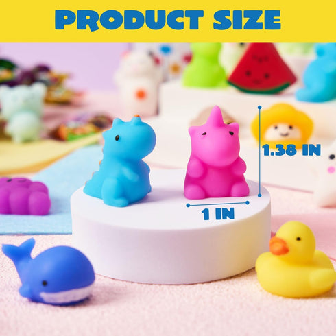 Set, 50 Pack JOYIN Mochi Squishy Toy Mini Squishy Mochi, Party Favors for Kids, Kawaii Stress Relief Toys, Basket