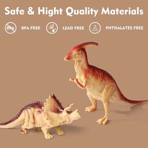 12Pack Educational Realistic Dinosaur Figure Toys, 6'' to 7" Large Size Playset Gift for Kids, Boys, and Girls