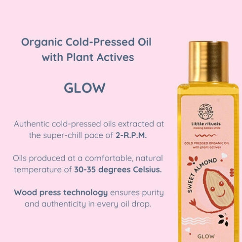 100 ML Little Rituals Sweet Almond Baby Massage Oil and Hair Oil, Cold Pressed, Certified Organic, Dermatologist