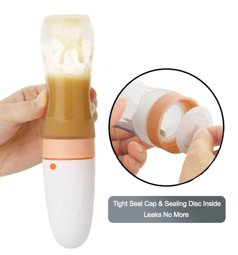 PandaEar (2 Pack) Silicone Baby Food Dispensing Spoon, 4 oz Infant Fruit Squeeze Feeder for Travel Friendly Use