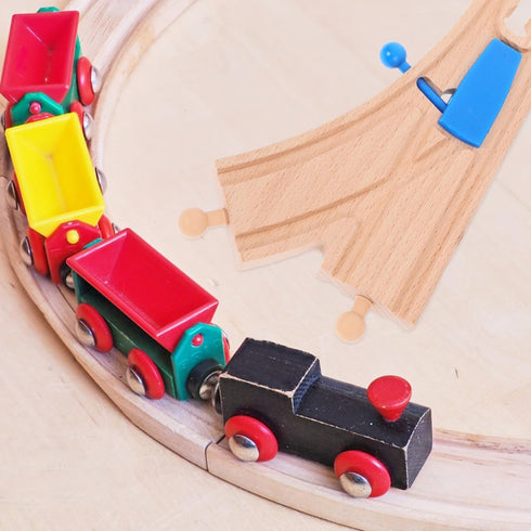 2Pcs Totority Wooden Train Tracks Track Intersections Switch Accessories Compatible with Major Brands Educational Toy
