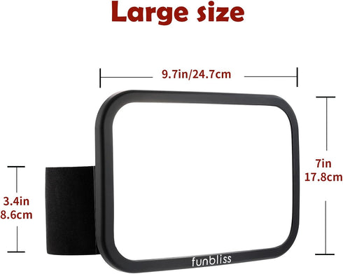 360 Funbliss Baby Car Mirror for Fixed Headrest, Compatible with Tesla Car Mirror for Baby and Other Models, Rotation