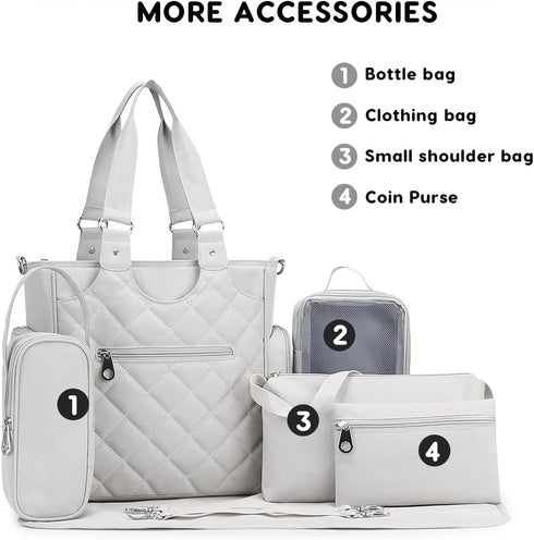 SONARIN 7pcs Set,Large Multifunctional Diaper Bag Tote Travel Baby Nappy Changing Bag Shoulder Handbag Maternity Bag