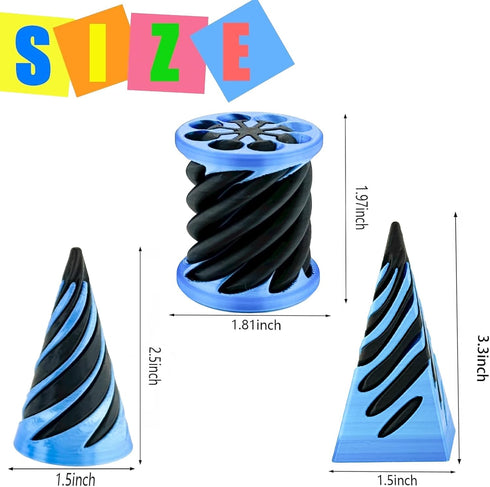 9 Packs Toy,3D Impossible Cone,Spiral Cone Fidget Toy Impossible Pyramid Passthrough Printed Spiral Cone Fidget