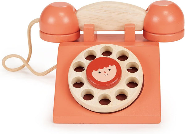 Mentari Toys - Ring Ring Telephone - Solid Wood Retro Chorded Dial