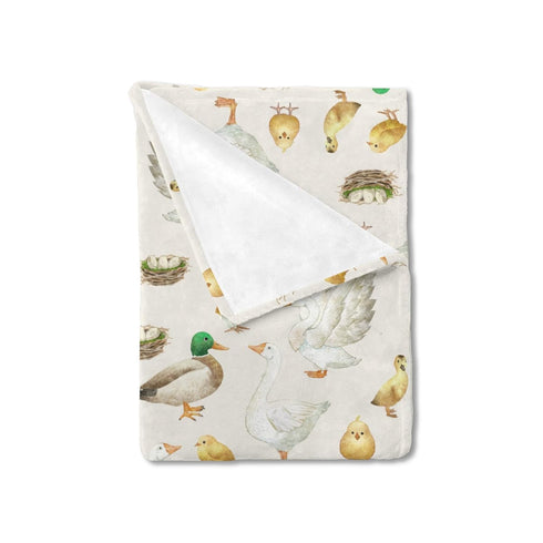 Watercolor Farm Birds Ducks Eggs Baby Toddler Blanket, Soft Crib Stroller Receiving Blankets 30x40
