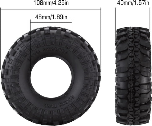 INJORA RC Tires 1.9inch, 4Pcs RC Rubber Tyre Set for 1:10 RC Crawler Axial SCX10 and Tamiya