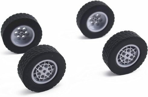 Technical Tires and Wheels Set, Compatible with Major Brand Building Block Brick Toy Accessories, Tyres Dia 62x20 (4pcs)