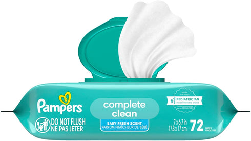 72 (1 Packs) Pampers Baby Wipes, Complete Clean Baby Fresh Scented Wipe, Gently Cleans Head to Toe, Total Flip-Top