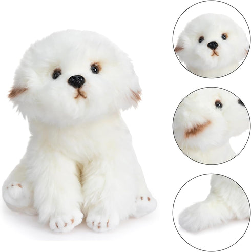 9 inches HollyHOME Maltese Stuffed Animal Realistic Maltese Dog Plush Toy Pet Fluffy Stuffed Puppy Dog Toys Gift
