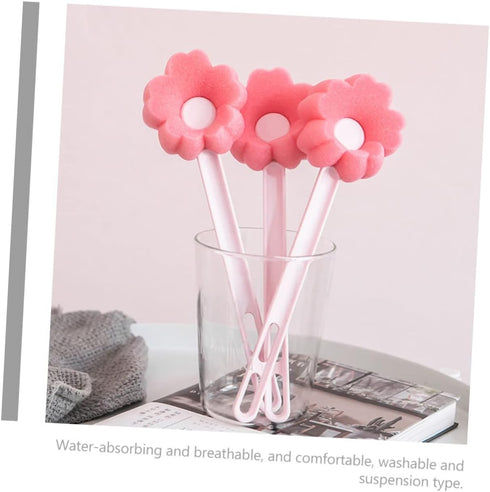 HANABASS Flower Shaped Long Handle Bottle Cleaning Brush Soft Sponge Cup Brush for Household Use for Water Bottles