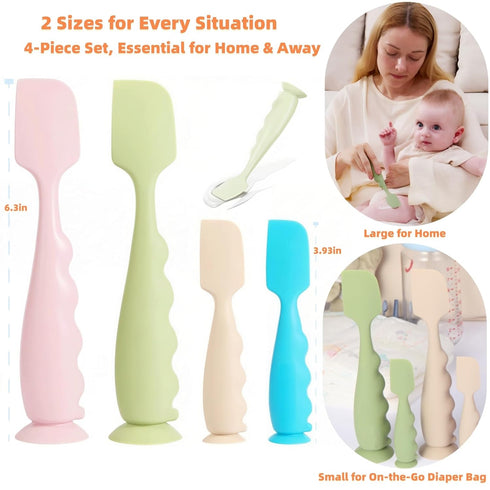 4 Pack Brush(2 2 3 Diaper Cream Spatula with Case, Soft Baby Butt Spatula baby diaper cream Applicator,Silicone Diaper
