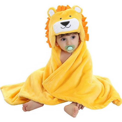 Vauwmsr Baby Hooded Blanket, Ultra Soft Warm Newborn Infant Swaddle Wrap Bath Shower Towel, 25.6" x 39.4", Yellow
