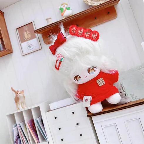 niannyyhouse 10cm Plush Doll Clothes Cartoon Pattern Knit Sweater Dolls Accessories Dress Up (Red)