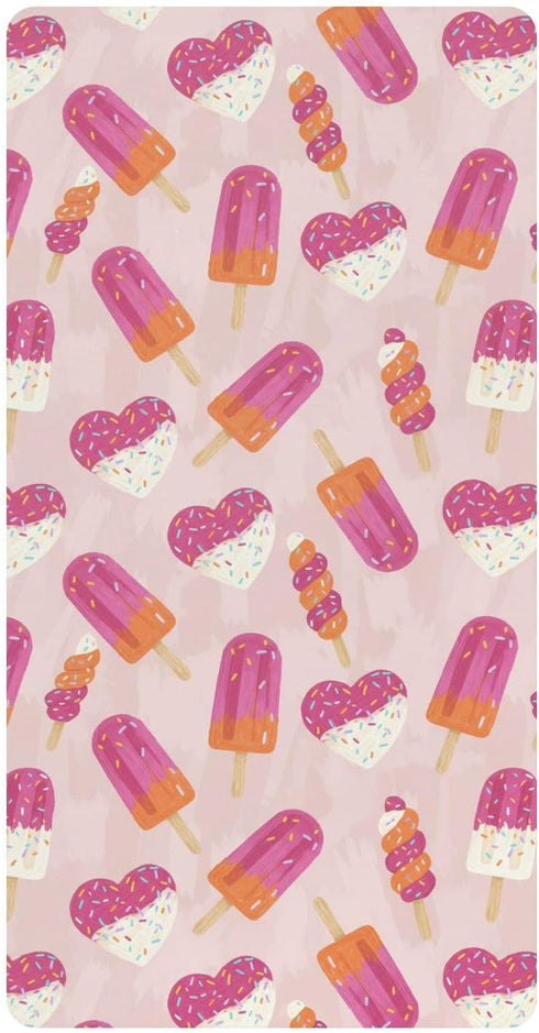 Jynexis Ice Cream Cute Pink Print Baby Crib Sheets, Cotton Fitted Crib Sheet,