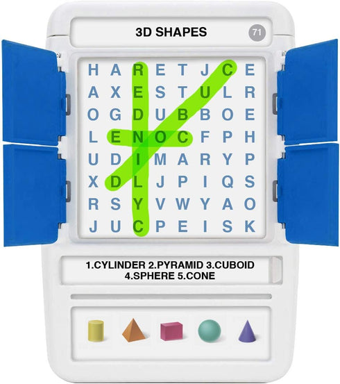 100 PICS Word Search Travel Game - 100 Puzzles with Picture Clues, 50 Wipe Clean Cards, Activity Gift for Kids and
