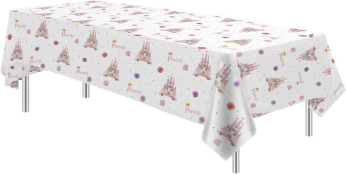 HIPVVILD 3 Pack (54in 108in) Princess Tablecloth Girl - Disposable Princess Party Table Cover for Birthday Baby Shower