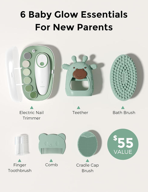 Momcozy Baby Kit, Baby Shower & Registry Essential Kit for Grooming & Cleansing Care, Includes Electric Nail File