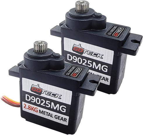 GOTECK 2PCS D9025MG 9g Mini Servo, Micro Full Metal Gear Digital Servo,with