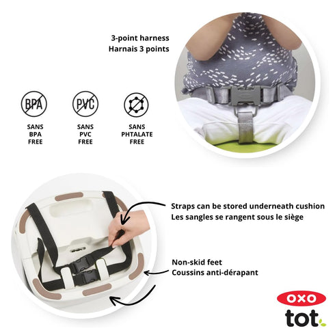 OXO Tot Gray Booster Seat with Safety Straps